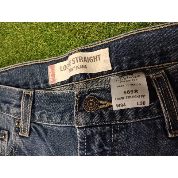 Levi's 569 Loose Straight‎ Fit Jeans Mens 34x30 Blue Denim Cotton Medium Wash - Picture 6 of 6